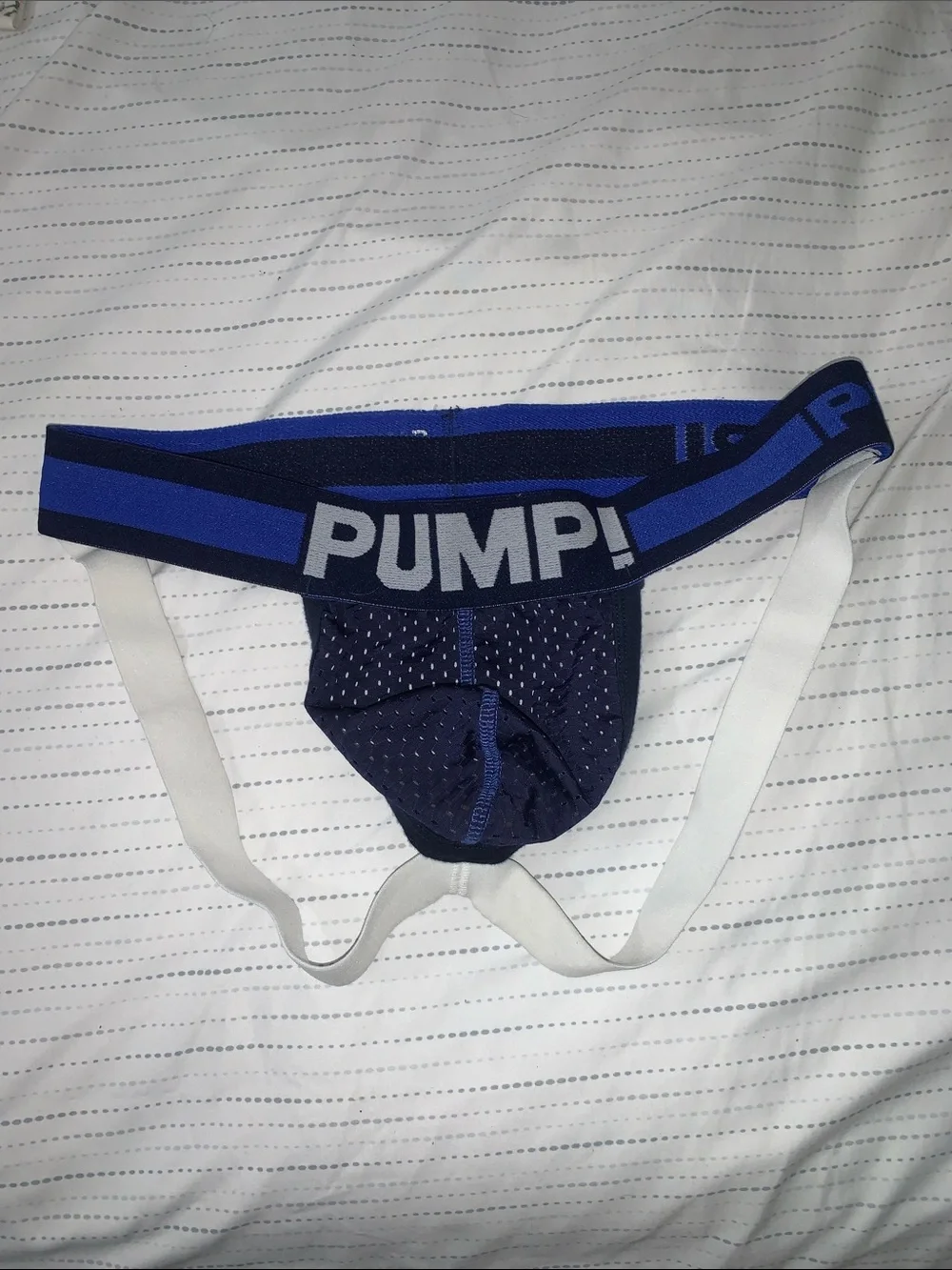 PUMP! Men's Navy Blue Support Jockstrap with White Straps